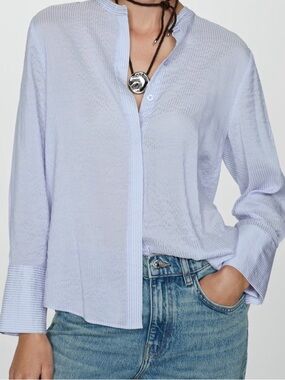Mango Light Blue Blouse
